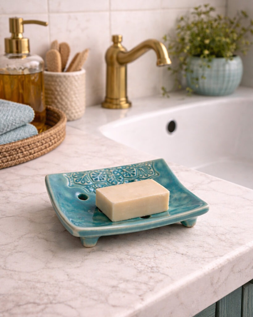 Mydelniczka ceramiczna turkusowa