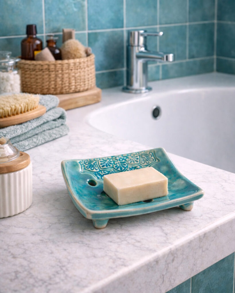 Mydelniczka ceramiczna turkusowa