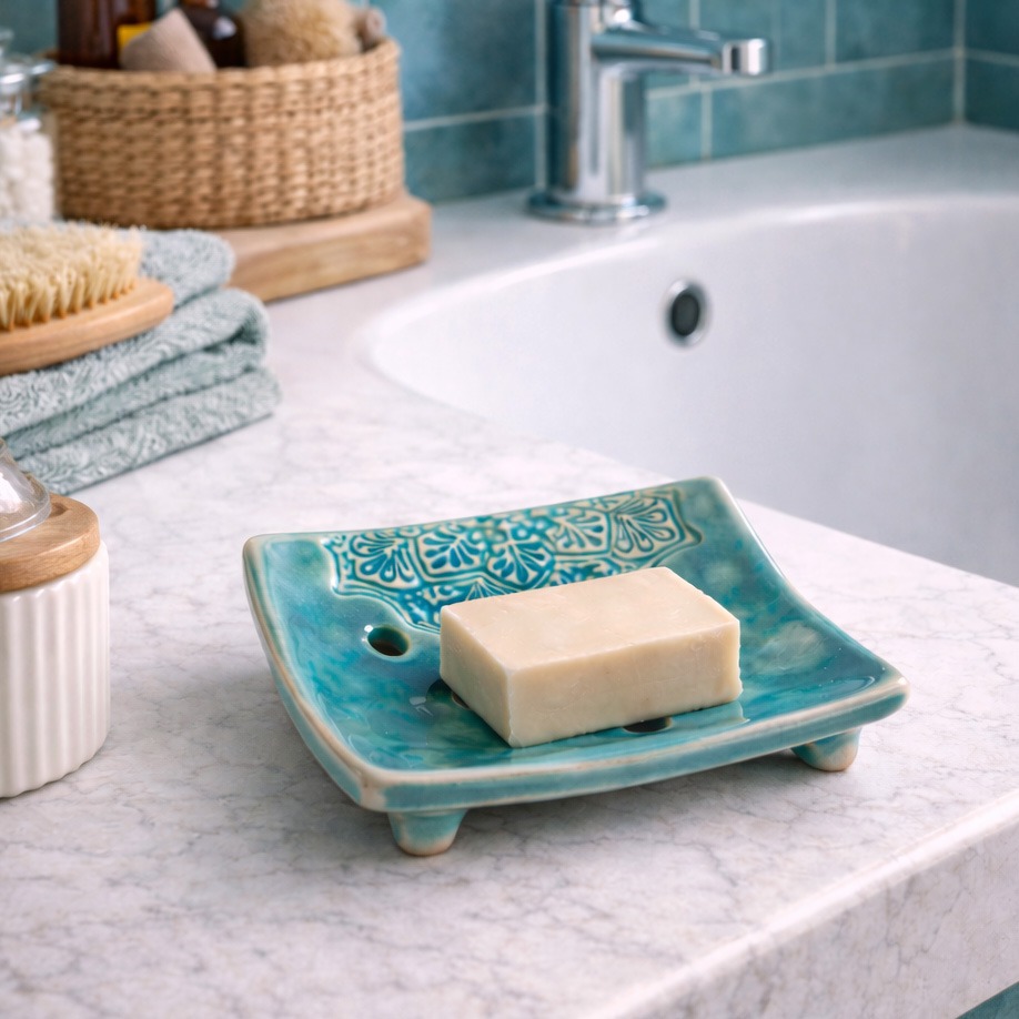 Mydelniczka ceramiczna turkusowa