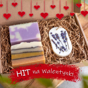 Zestaw prezentowy: 2 mydła naturalne + tabliczka zapachowa