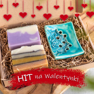 Zestaw prezentowy: mydelniczka + 2 mydła naturalne