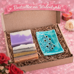 Zestaw prezentowy: mydelniczka + 2 mydła naturalne