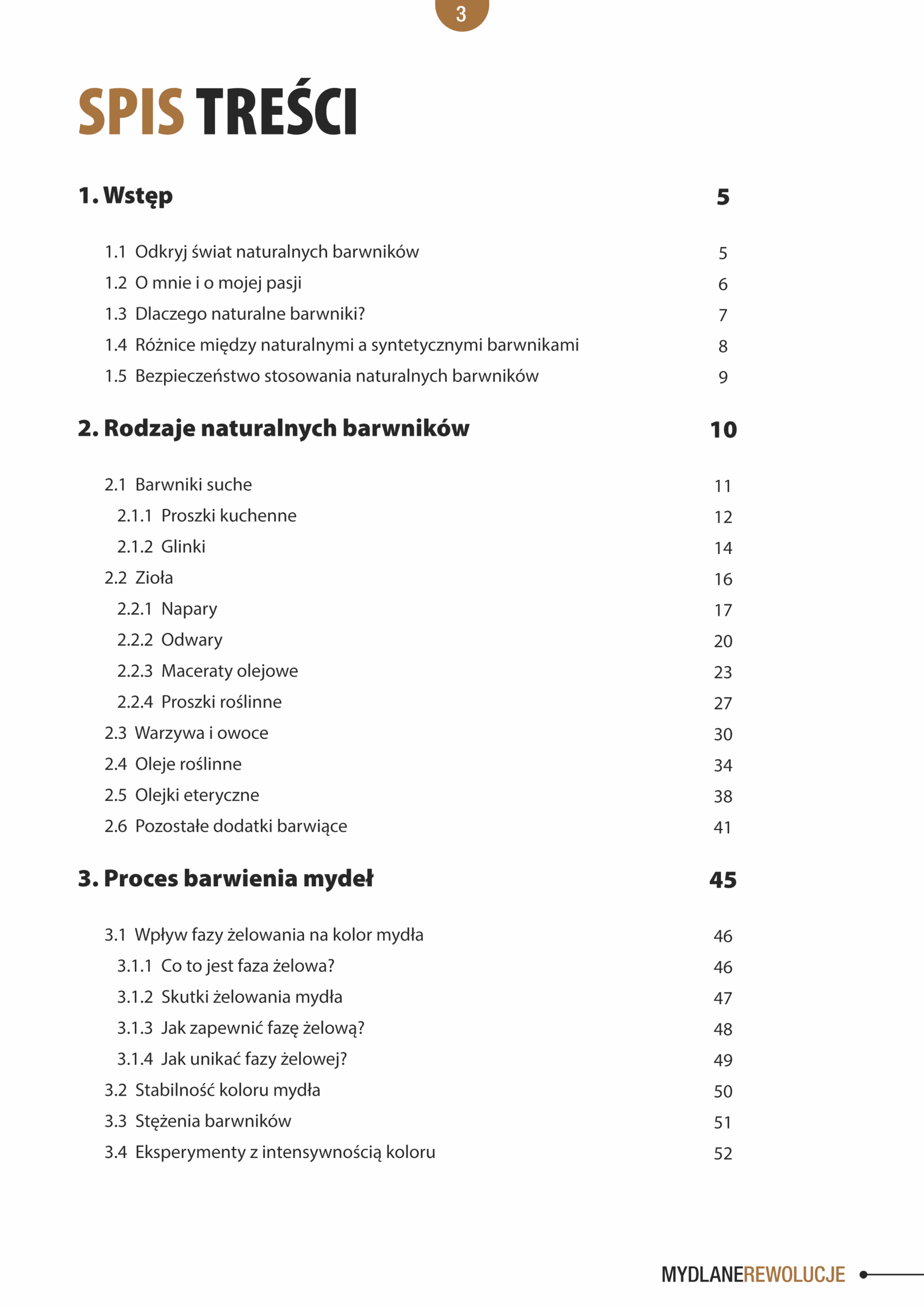 Naturalne barwienie mydeł. Spis treści A